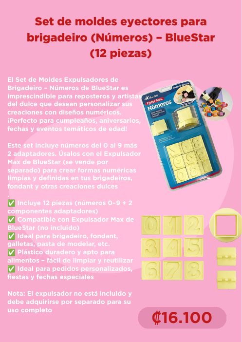 Set de moldes eyectores (números) BlueStar – 12 piezas